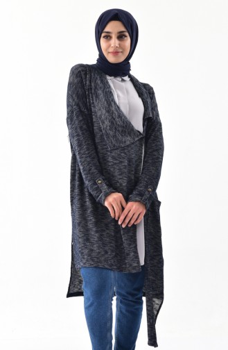 Button Detailed Asymmetric Cardigan 1148-01 Navy Blue 1148-01