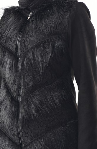 RITA Fur & Lace Detailed Suede Jacket 50359-01 Black 50359-01