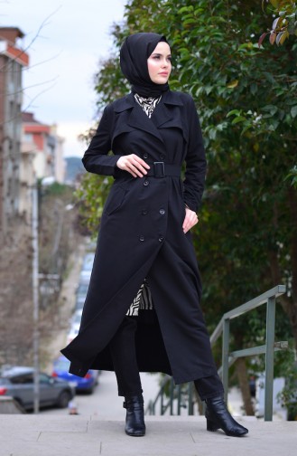 Trench Coat a Ceinture 5399-01 Noir 5399-01