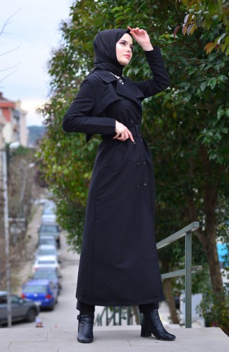 Trench Coat a Ceinture 5399-01 Noir 5399-01