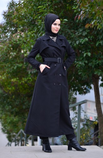 Trench Coat a Ceinture 5399-01 Noir 5399-01