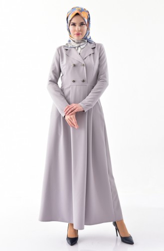 Robe Plissée à Col Croisé 7232-05 Gris 7232-05