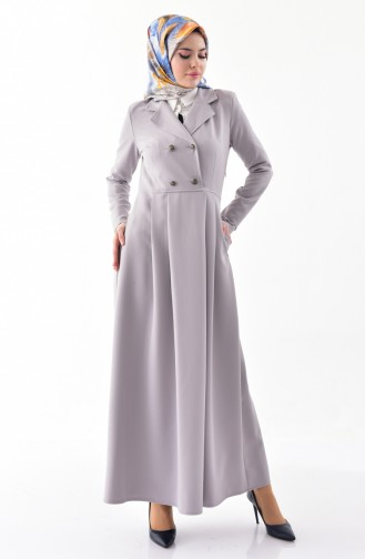 Robe Plissée à Col Croisé 7232-05 Gris 7232-05