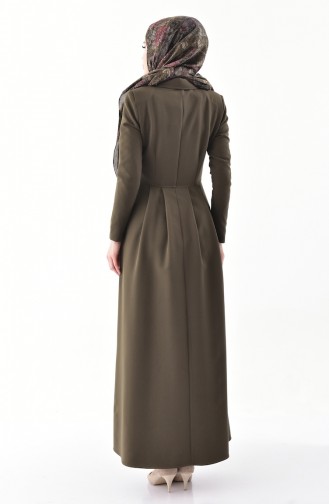 Robe Plissée Col Croisé 7232-06 Khaki 7232-06