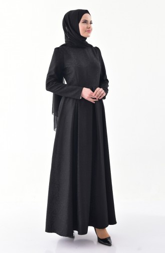 Schwarz Hijab Kleider 7235-01