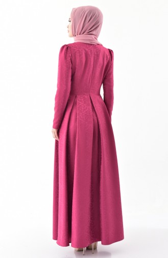 Pleated Jacquard Dress 7235-05 Fuchsia 7235-05