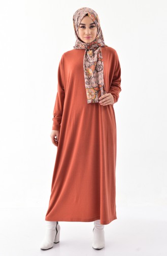 Ziegelrot Hijab Kleider 9076-01