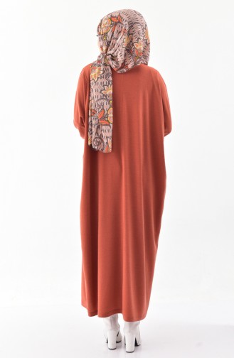 Ziegelrot Hijab Kleider 9076-01