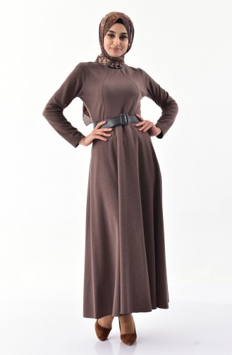 ريتا فستان بتصميم حزام للخصر 60722-01 لون بني 60722-01