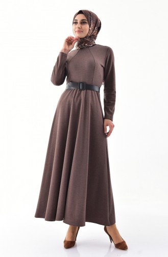 RITA Belted Dress 60722-01 Brown 60722-01