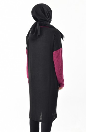Plus size Slim Knitwear Tunic 1134-01 Black Fuchsia 1134-01