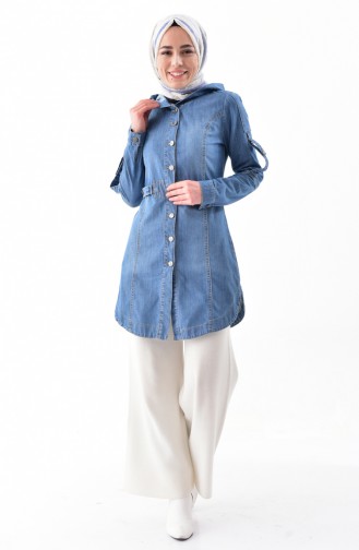 Hooded Jeans Jacket 6035-01 Blue Jeans 6035-01