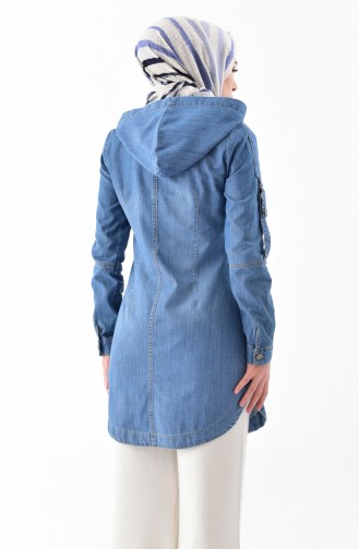 Hooded Jeans Jacket 6035-01 Blue Jeans 6035-01