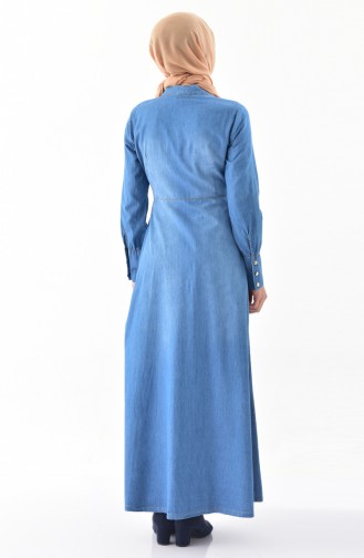 Abaya Jean Pierre Imprimée 8847-01 Bleu Jean 8847-01