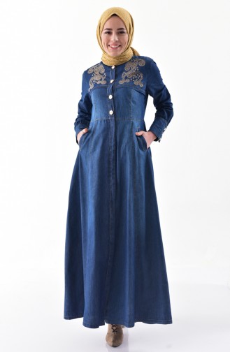 Abaya Jean Pierre Imprimée 8847-02 Bleu Marine 8847-02