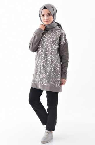 Zippered Jacquard Sweatshirt 1107-01 Gray 1107-01