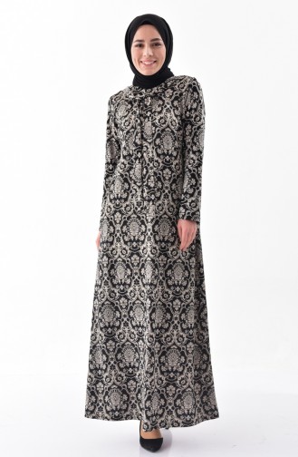 Dilber Patterned Jacquard Dress 6184 A-01 Black 6184A-01