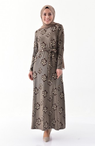 Dilber Silvery Belted Dress 9031-02 Brown 9031-02