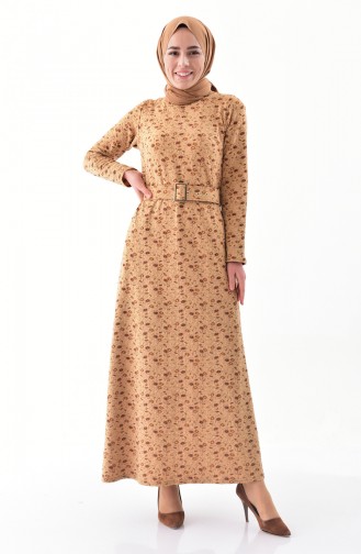 دلبر فستان بتصميم مورّد 9039-01 لون اصفر داكن 9039-01