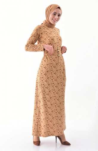 دلبر فستان بتصميم مورّد 9039-01 لون اصفر داكن 9039-01