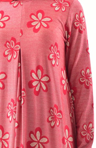 دلبر فستان بتصميم مورّد 9041-01 لون احمر 9041-01