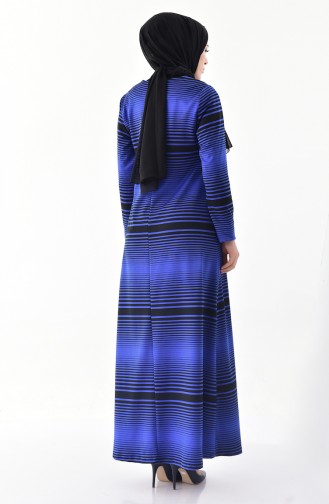 دلبر فستان بتصميم مُخطط 9044-02 لون ازرق 9044-02