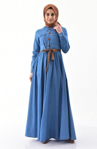 MISS VALLE  Button Detailed Jeans Dress 8870-01 Jeans Blue 8870-01