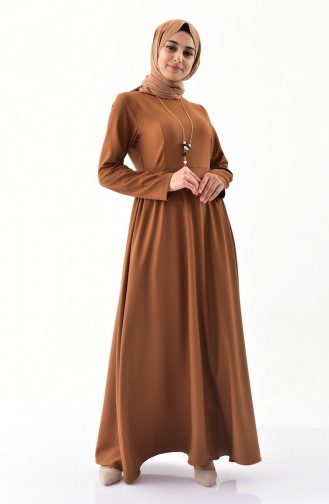 Kolyeli Elbise 4517-04 Taba