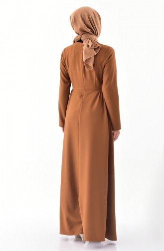 Kolyeli Elbise 4517-04 Taba