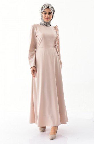 Beige Hijab Kleider 0212-03