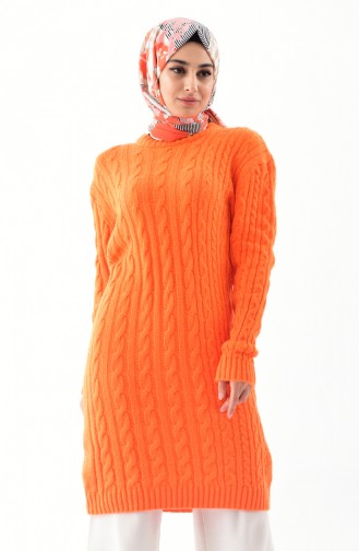Tricot Knit Patterned Tunic 8103-05 Orange 8103-05
