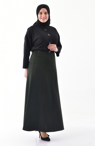 Large Size Stone Printed Skirt 1042-02 dark Khaki 1042-02