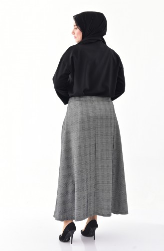 Plus size Plaid Patterned Flared Skirt 2044-01 Gray 2044-01