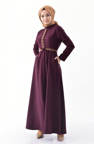 MISS VALLE Embroidered Overcoat 8887-01 Damson 8887-01