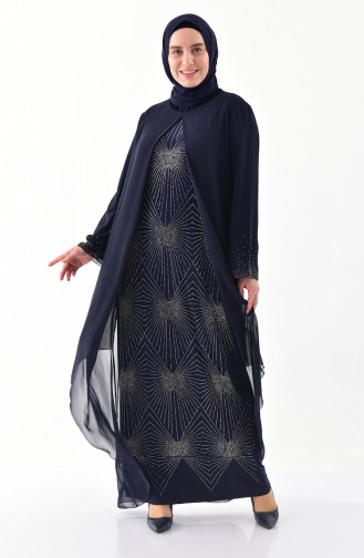 Dunkelblau Hijab-Abendkleider 6211-01