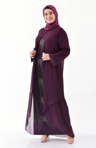 Purple Hijab Evening Dress 6211-02