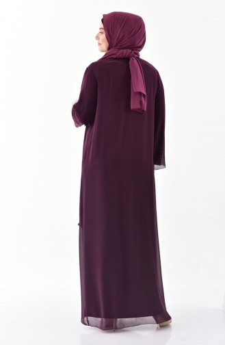 فستان بتصميم مُطبع باحجار لامعة وقياسات كبيرة 6211-02 لون بنفسجي 6211-02
