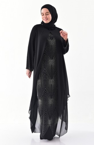 Black Hijab Evening Dress 6211-03