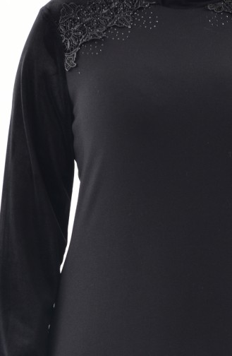 Large size Lace Detailed Dress 40371-01 Black 40371-01