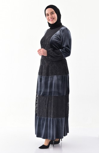 Rauchgrau Hijab Kleider 40377-01