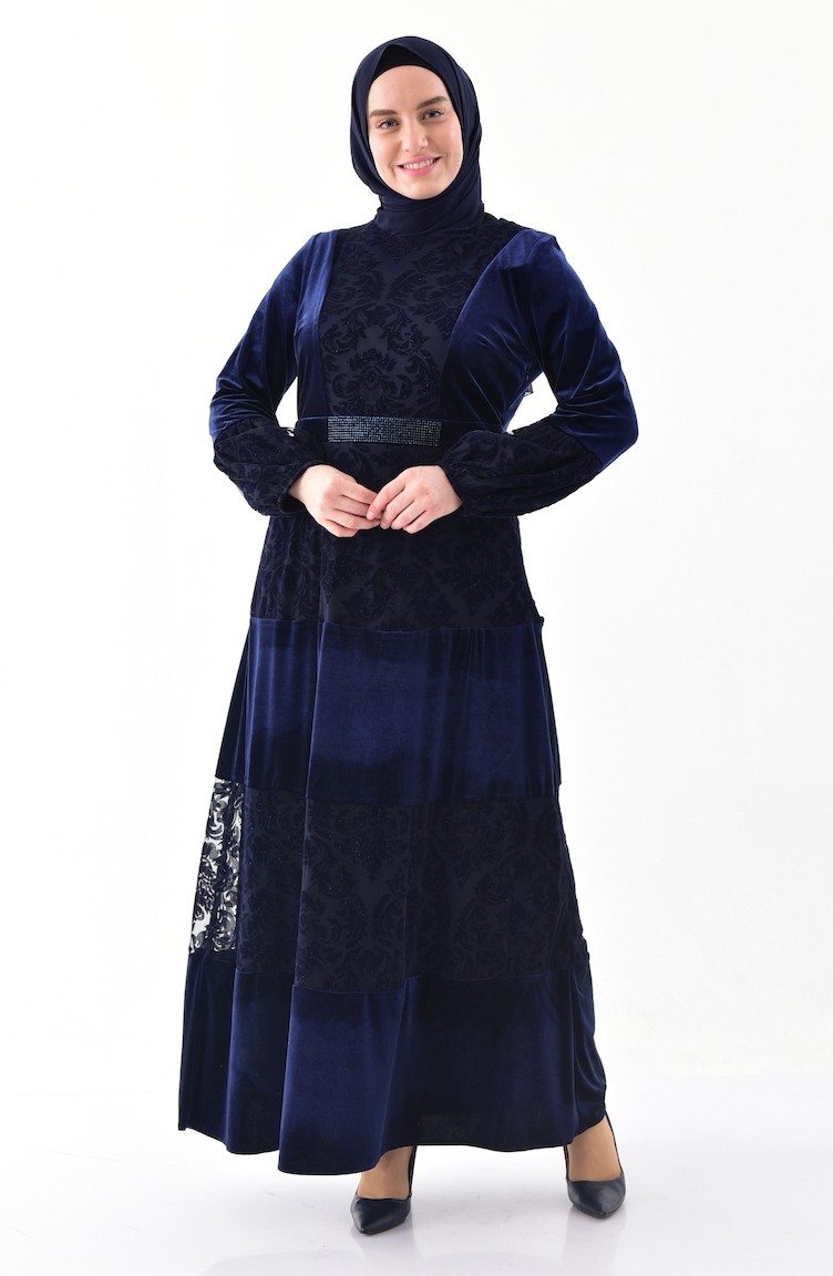 robe velours bleu marine