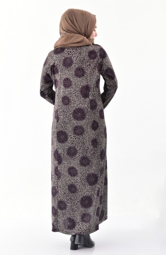 فستان كاجوال بتصميم مُطبع وبمقاسات كبيرة 4845B-02 لون بنفسجي 4845B-02