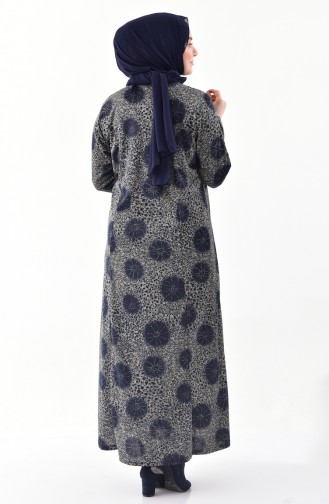 فستان كاجوال بتصميم مُطبع وبمقاسات كبيرة 4845B-03 لون كحلي 4845B-03