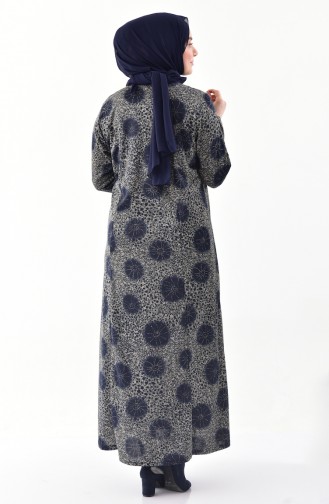 Large Size Patterned Dress 4845B-03 Navy 4845B-03