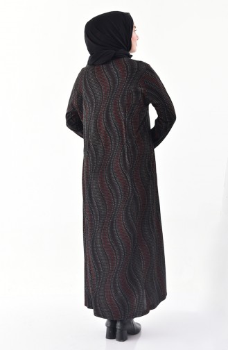 فستان كاجوال بتصميم مُطبع وبمقاسات كبيرة 4848G-03 لون اسود وبني 4848G-03