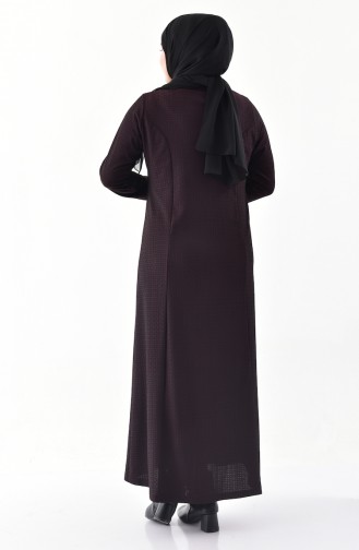 فستان بتصميم مُطبع وبمقاسات كبيرة 4884-01 لون ارجواني 4884-01
