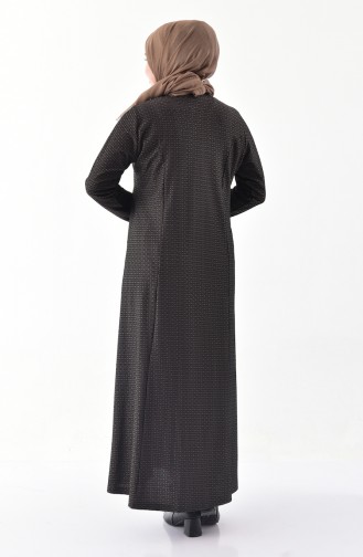 فستان بتصميم مُطبع وبمقاسات كبيرة 4884-04 لون بني مائل للرمادي 4884-04