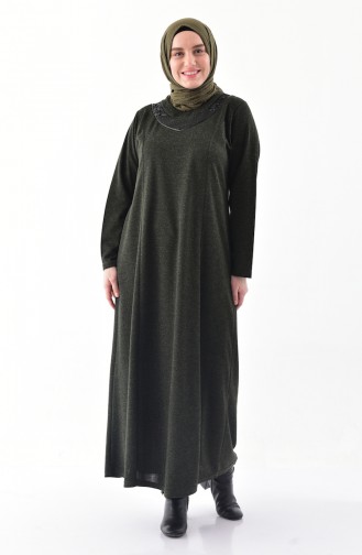 Khaki Hijab Dress 4890-01