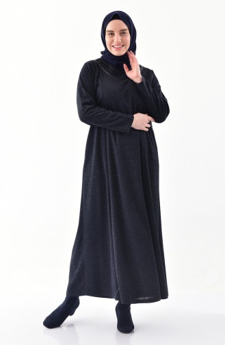 Büyük Beden Kışlık Elbise 4890-02 Lacivert