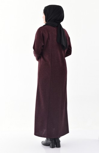 Büyük Beden Kışlık Elbise 4890-05 Koyu Bordo